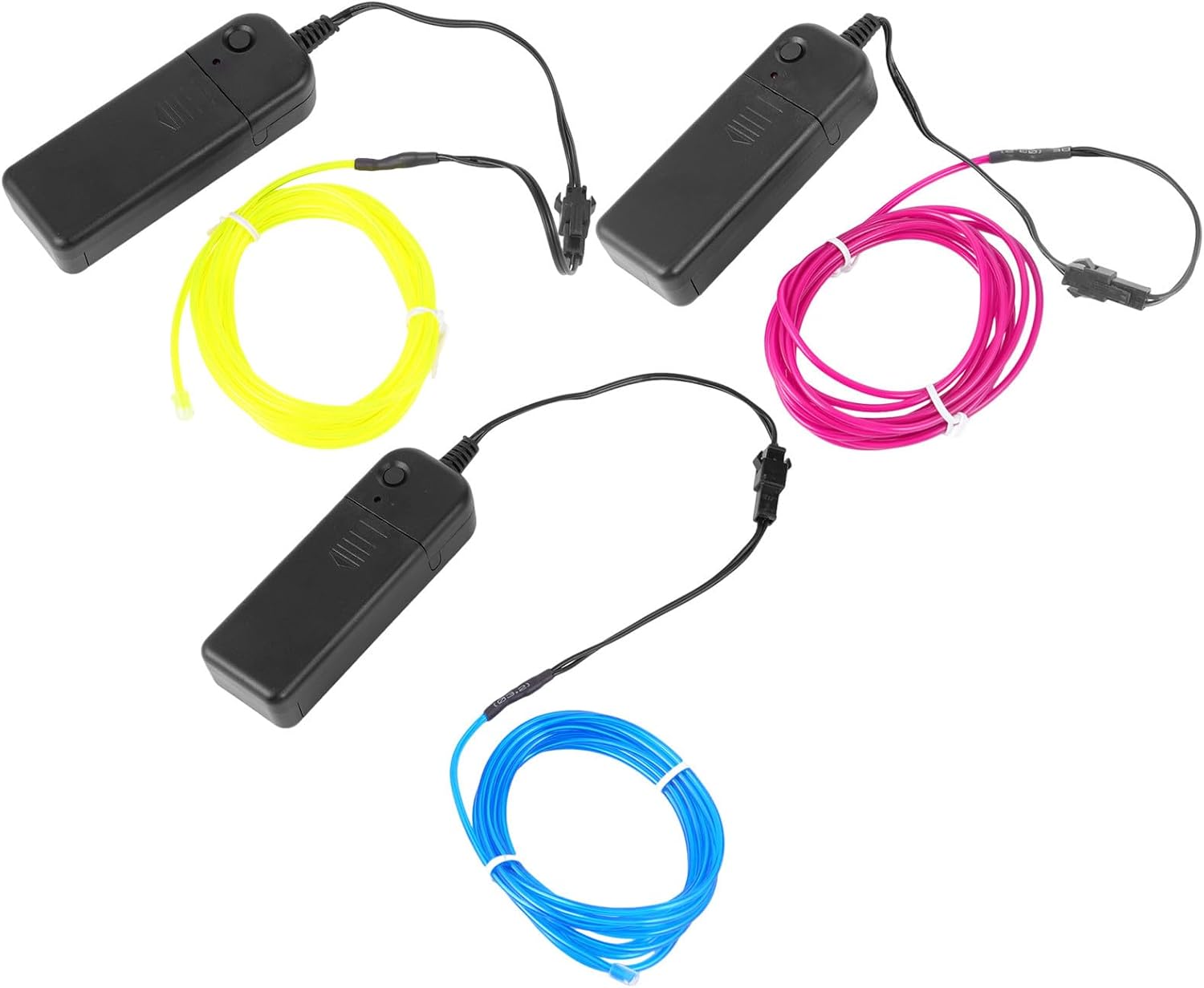 OUNONA El Wire Lightweight Plastic Battery Powered 9.84ft 3pcs Flexible Neon LED Lights Rope Lights for Indoor Outdoor Use, for Creative Displays and Sew onto Clothes for Glowing Parties