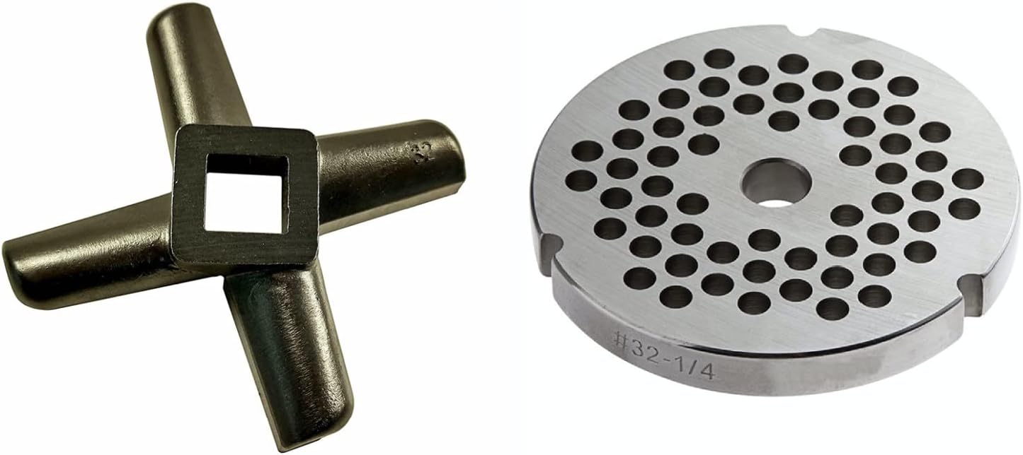 #32 1/4" Reversible Meat Grinder Plate - Cozzini Cutlery Imports (#32-1/4 Plate with Grinder Knife)