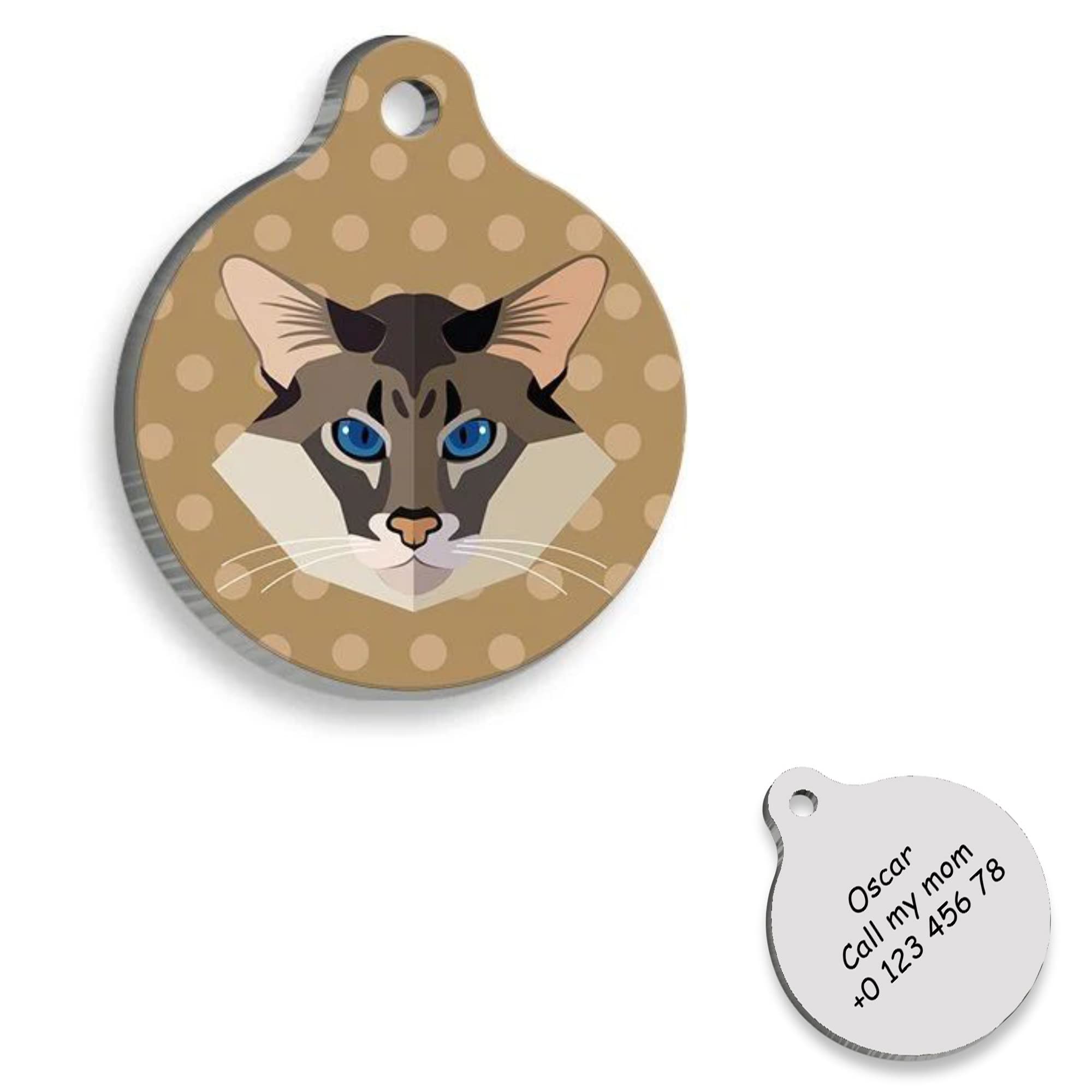 Balinese Cat id Tag Heart - Cat Personalized Dog Tag - Cat Custom Name Tag - Customized Pet Tags - Cat Name id Tag for Dog - Cat Name Tag