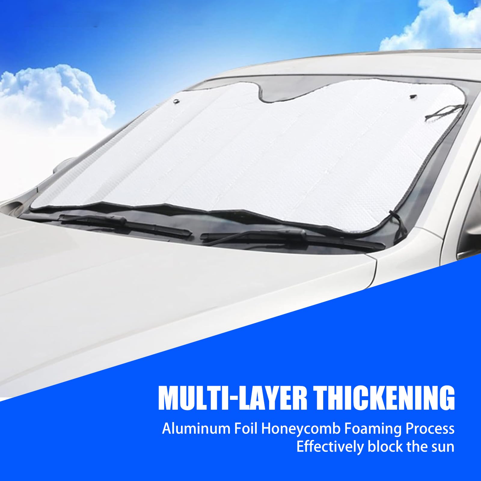 Pare-soleil Pare-brise Voiture Pliable Argenté - Protection Thermique étui Avant Universel | Pour SUV Voiture Camion