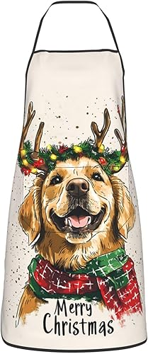 Miniatura 8 de Delantal de Navidad para mujeres y hombres, delantales de cocina de Año Nuevo, delantal de chef ajustable con bolsillo para cocinar, hornear y coser