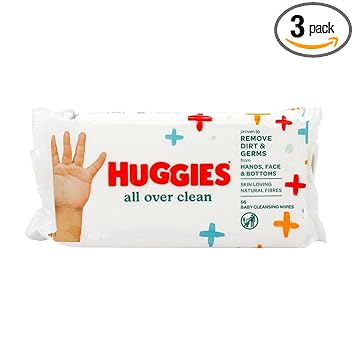 HUGGIES Baby Wipes, All Over Clean, 3 Refills With Resealable Tape Top, 168CT