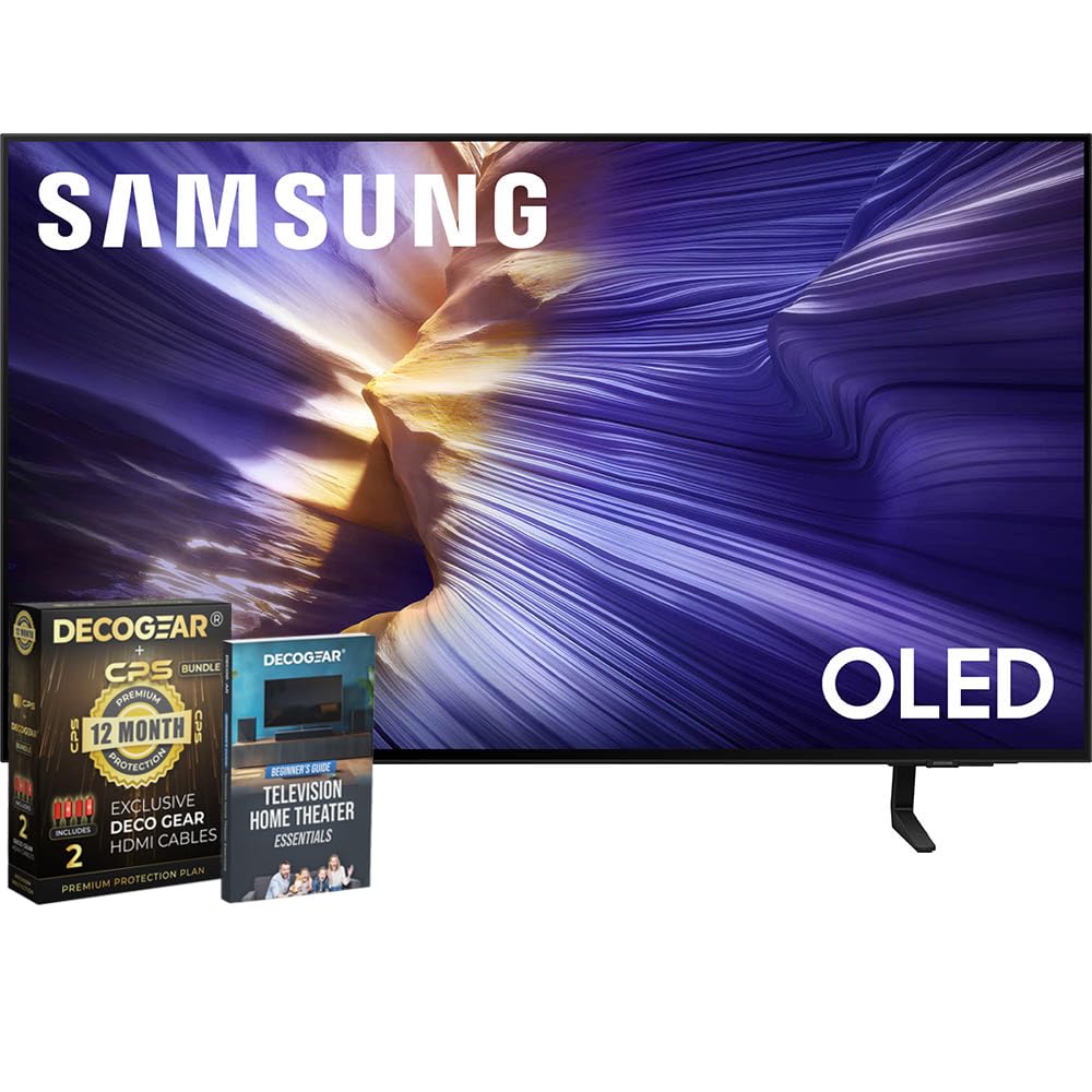Samsung 42 inch OLED 4K S90F Smart TV (2025) Vision AI, OLED HDR+, Glare-Free Bundle with CPS Exclusive 1-Year Protection & Deco Gear Complete Home Theater Beginner's Guidebook