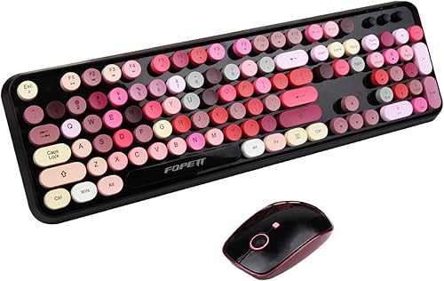 Miniatura 9 de Combo de teclado y mouse inalámbricos, teclado inalámbrico de tamaño completo de 2.4 GHz con teclas redondas para Windows, computadora, escritorio,