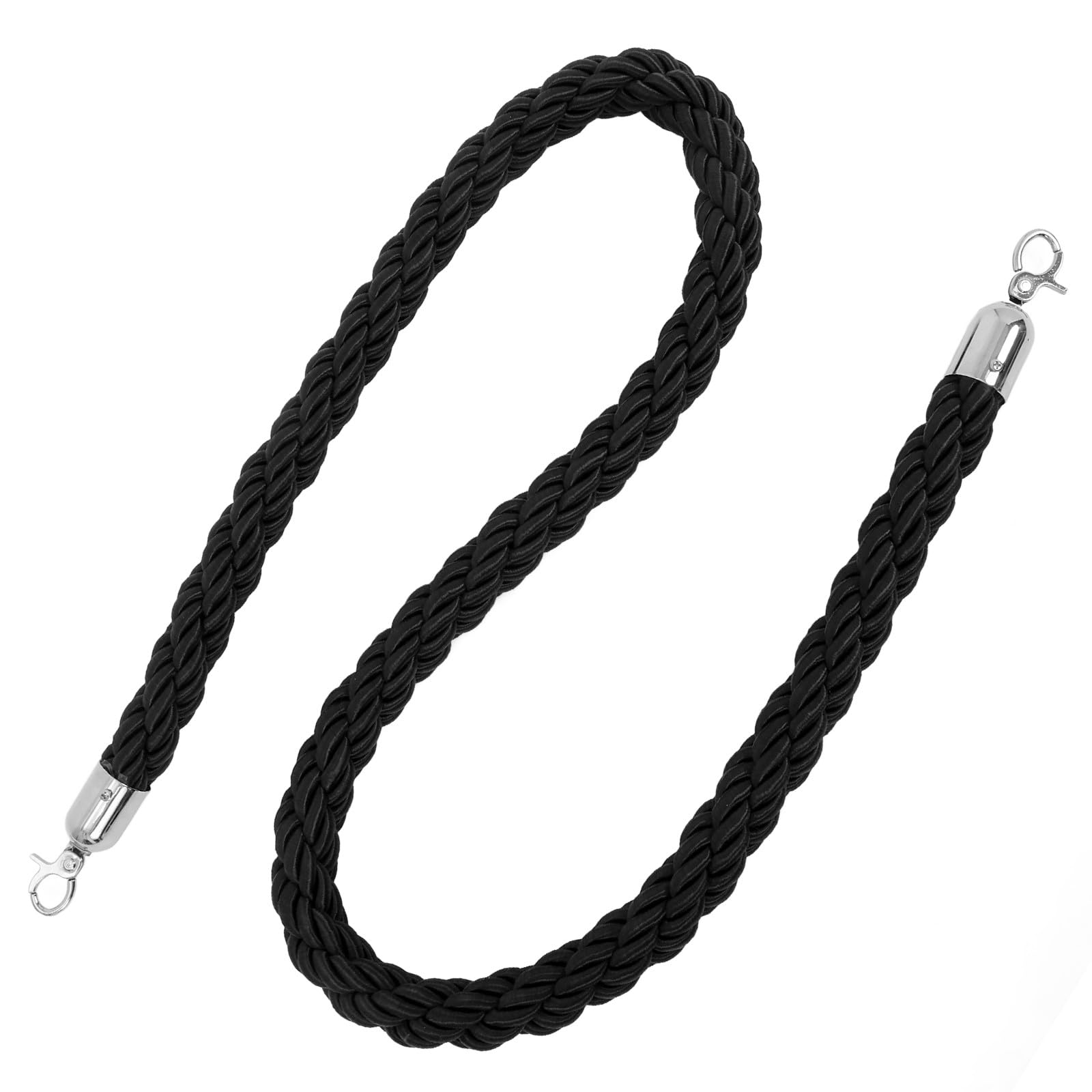 Corde tressée noire de 1,5 m haut de gamme pour stanchion post et contrôle des foules