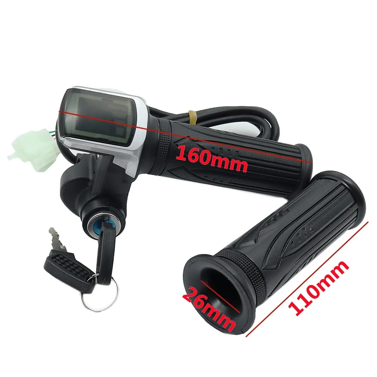 Poignée de régla de la Vitesse de l'accélérateur for vélo et Scooter électrique, 1 Paire, 24V 36V 48V, avec verrouilla à clé, afficha divise la poignée LCD