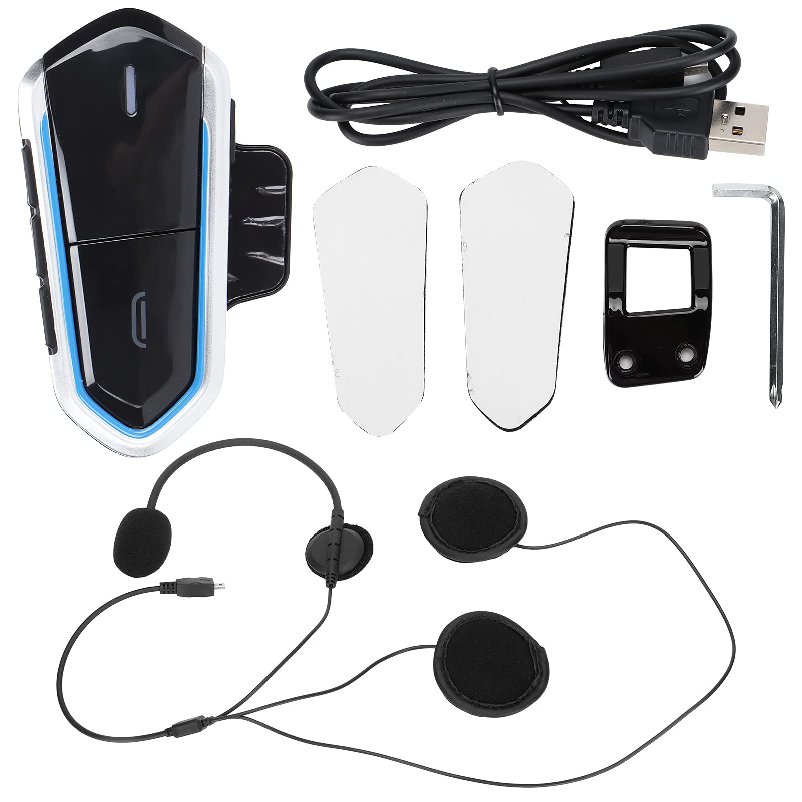 Jectse Auricolare per Moto, Auricolare per Casco da Moto, Auricolare per Casco da Moto Ultra Sottile con Microfono, per Vivavoce/Musica per Lo Sport in Moto