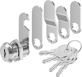 Briefkastenschloss 4 Schlüssel, Kommt mit 5 Verschiedene Schlossplatten, Briefkastenschloss 20mm, Spindschloss, Durchmesser 18mm Drawer Lock, Hebelschloss für Briefkästen, Schranktüren