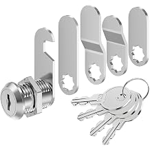 Letterbox Lock, 4 Keys, with 5 Different Lock Plates, Letter Box Lock 20 mm, Locker Lock, Diameter 18 mm, Drawer Lock, Lever Lock for Letterboxes, Cabinet Doors