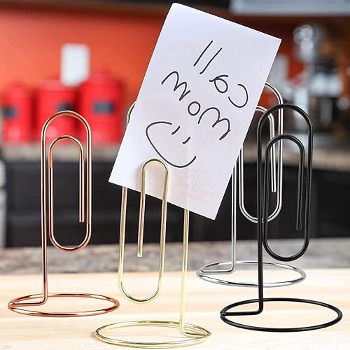 Miniatura 5 de Soporte para notas de escritorio, 4 piezas de clip de papel de escritorio jumbo, soporte para tarjetas de mesa, soporte de oficina, soporte de