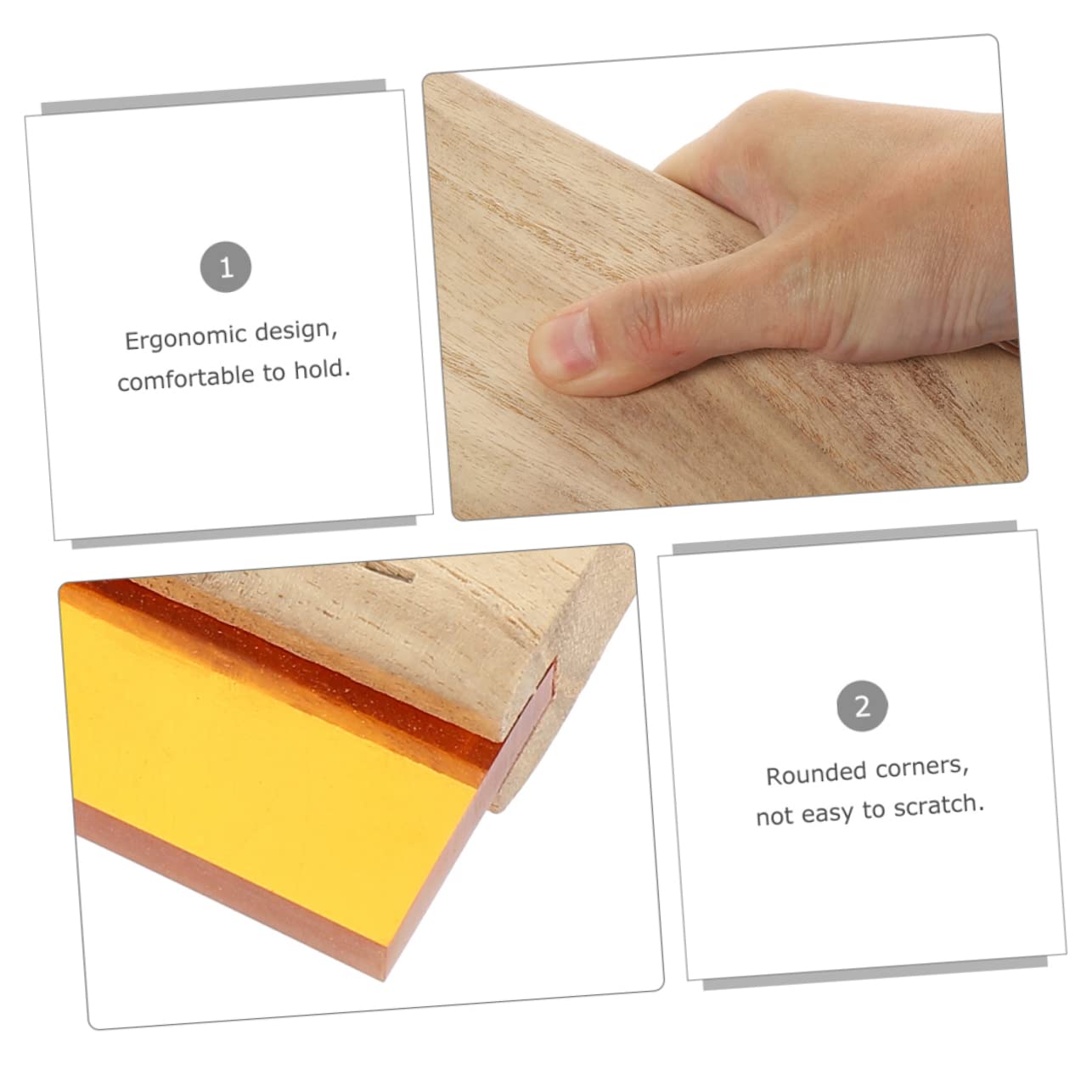 STOBOK Raschietto per Serigrafia Manico in Legno, Set, Gomma e Tessuto, Angoli Arrotondati, Resistente e Compatto per Stampa Manuale e Grafica