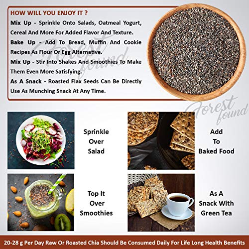 Image of Forest Found Roasted Chia Seeds For Weight Loss | Rich In Omega-3,Fiber,Calcium | Gluten Free (400 gram)