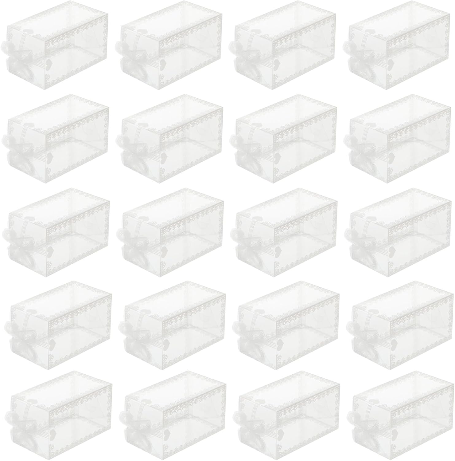 50Pcs Boxes Lace Candy Box Candy Storage containers Cube Chocolate containers Baby Shower Crystal Storage Cases Acrylic Display Candy containers for Gifts PVC pp Gift Bag White