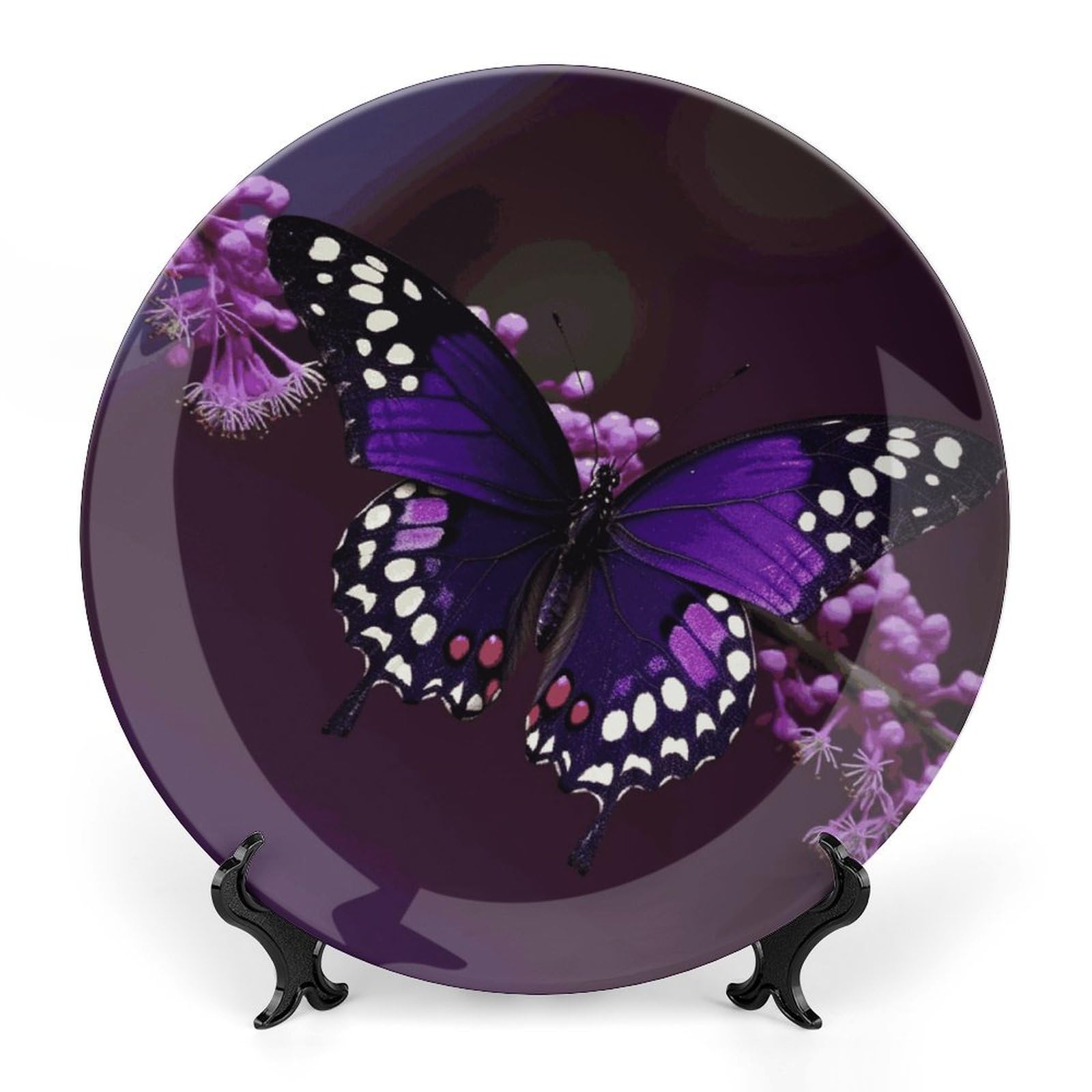 Assiettes décoratives en porcelaine avec papillon violet art de la table