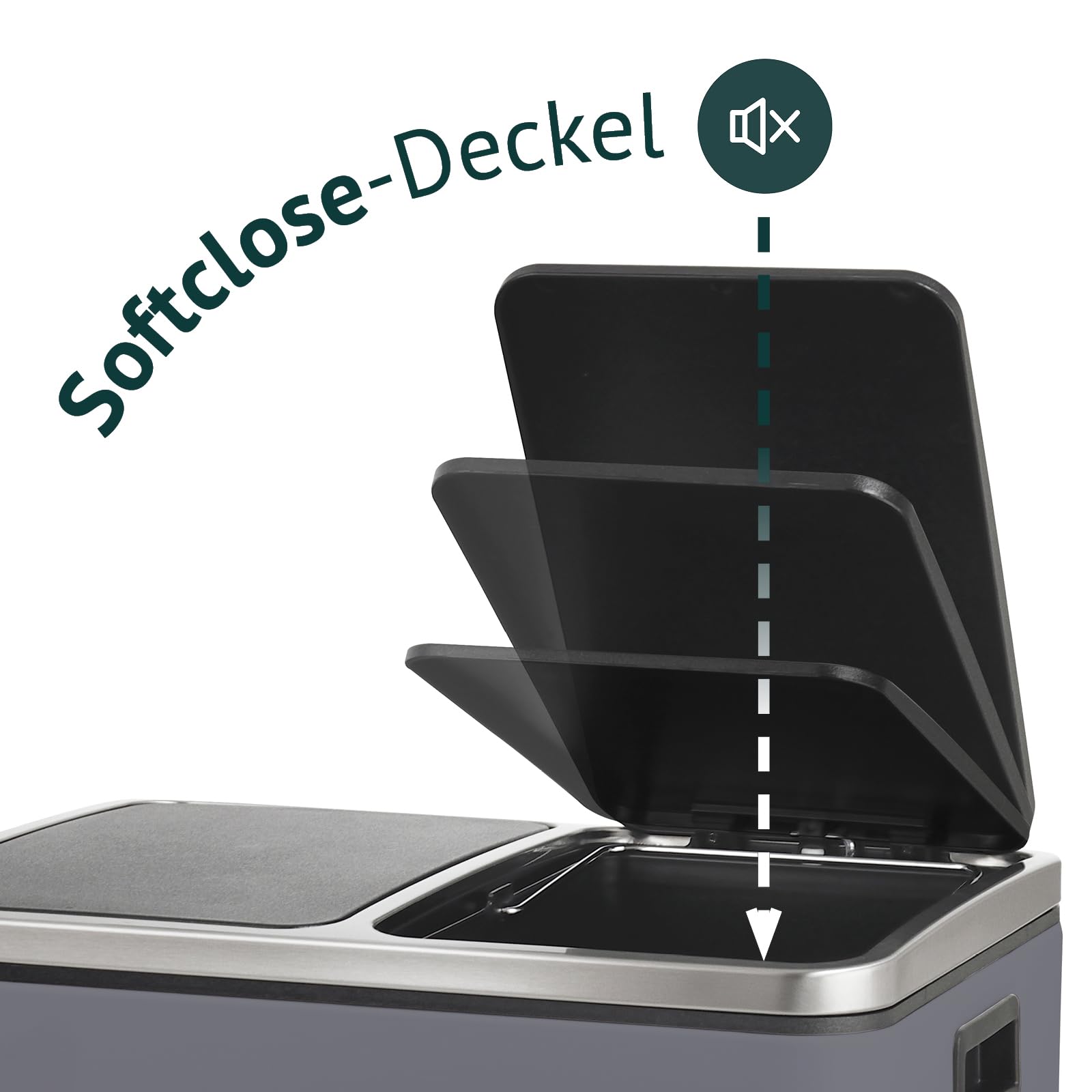 SVITA TM2X15 Poubelle à Pédale, 30 L, Poubelle Intérieure, Design Pour Tri Des Déchets, Système De Tri Des Déchets, Système De Tri De Cuisine, Couvercle à Fermeture Douce, En Acier Revêtu Par