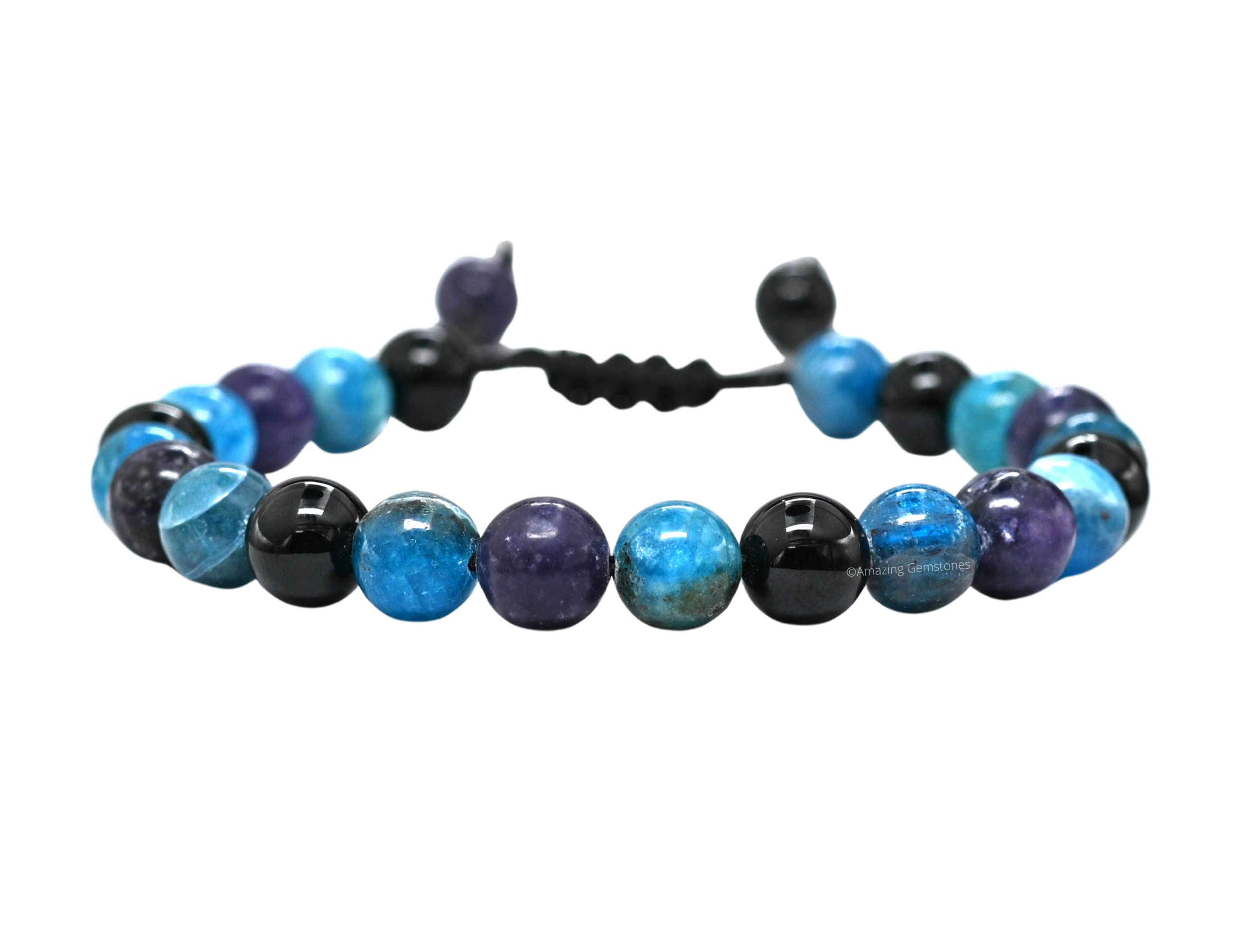 Weight Loss Manifestation Bracelet - Humanic Black Tourmaline Apatite Lepidolite Bracelet Set for Men Women Healing Calming Anxiety Stress Relief Gifts Pulseras Para Hombres Mujer (Adjustable)