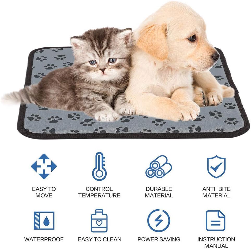 犬 猫 電気ホットマット 45x45cm 過熱保護 体温蓄熱 噛み付き防止 寒さ対策 冬 軽量 【リバーシブルソフトフランネルラブカップル】 携帯便利