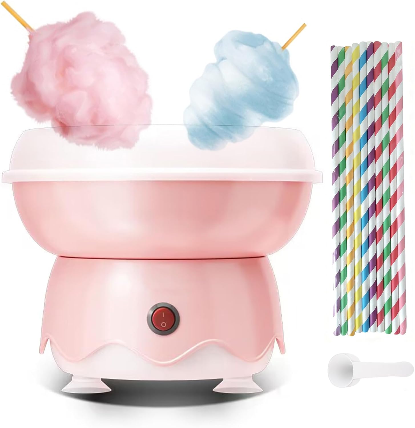 Cotton Candy Machine – Effortless Operation & Cleaning, Quiet Floss Maker for Kids, Parties, and Home Use - Includes Colorful Sticks & Sugar Scoop, 9.84 x 7.87 Inches (Sugar Not Included)