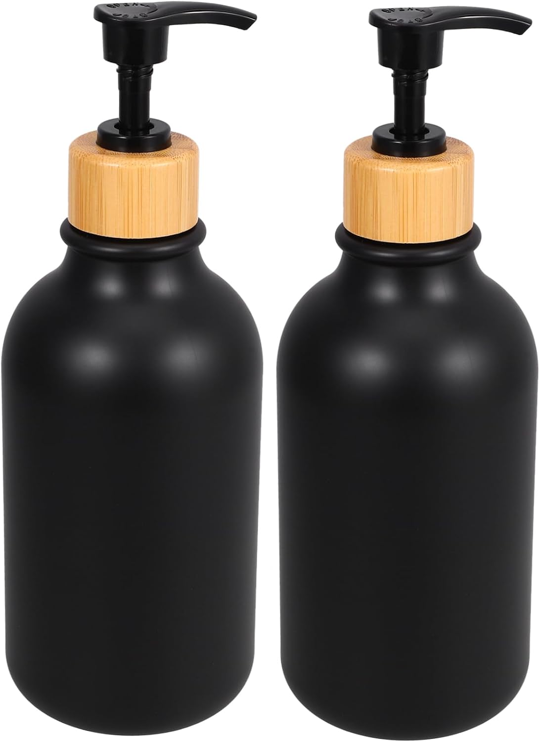 2pcs Reusable PET Shampoo Lotion Pump Bottle 500ml Black