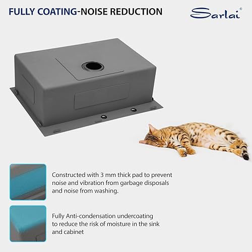 Miniatura 80 de Sarlai Fregadero de lavandería de 22 pulgadas de profundidad, fregadero de lavandería de 12 pulgadas de profundidad, fregadero de cocina de acero