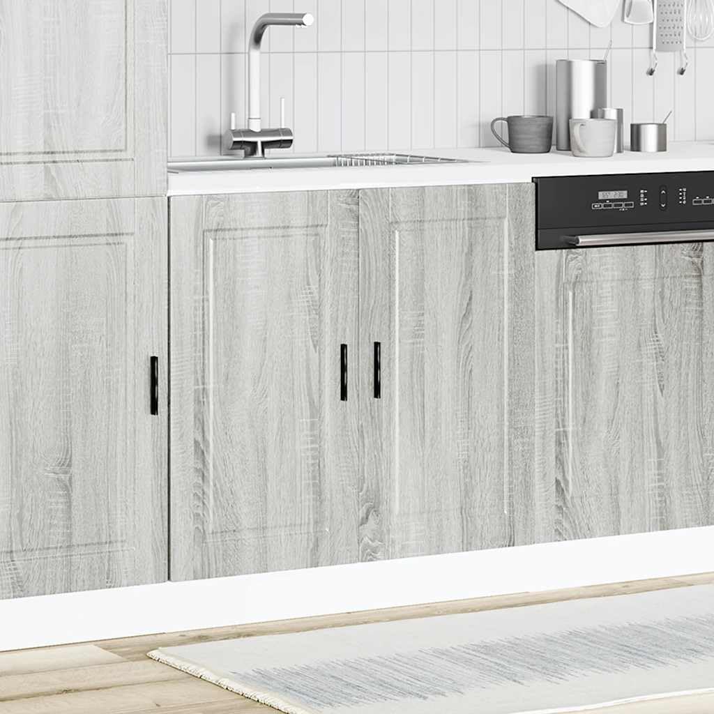 Porto Sonoma szafka pod zlewozmywak, szara, 80 x 46 x 81,5 cm, z materiału drewnopochodnego, szafka kuchenna z miejscem do przechowywania, regulowanymi nóżkami, drzwiami, nadaje się do naczyń