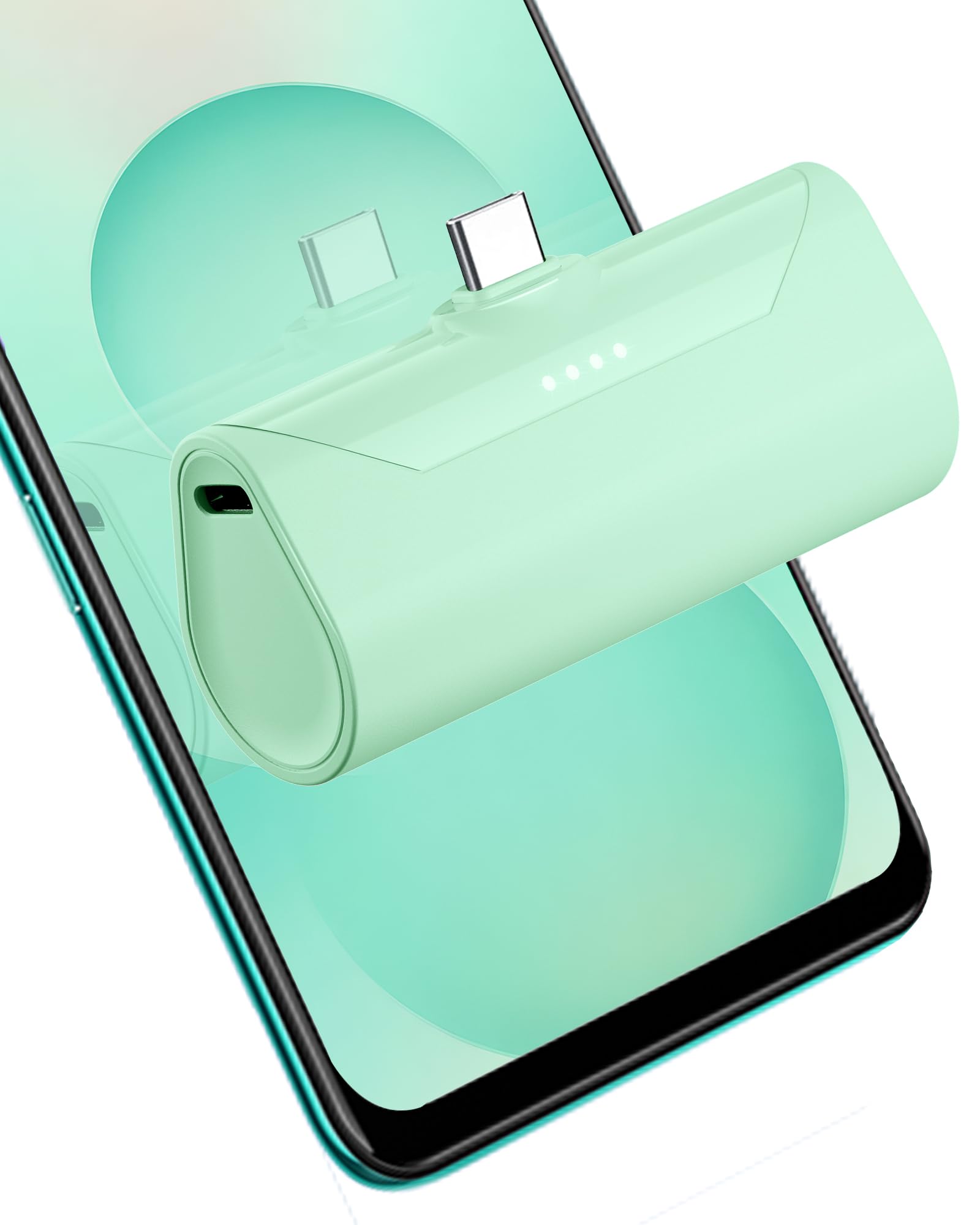Green USB C Portable Charger Power Bank for iPhone 16 Type c Battery Charger 4800mah Portable Emergency Power
