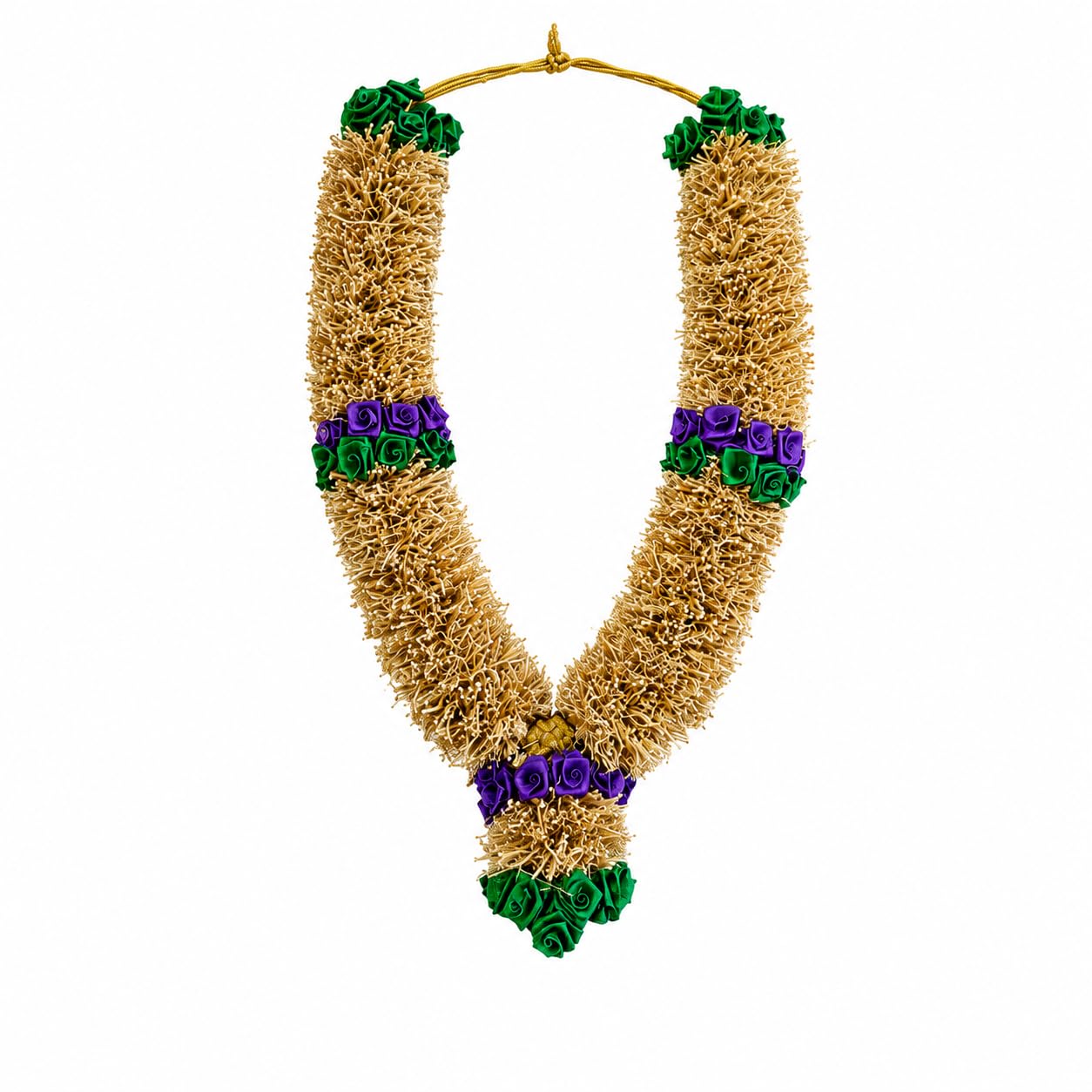 Original Cuddalore Vetiver Garland Vettiver Malai 100% Natural Handwoven Root Mala for Idols Marriage poja Traditional South Indian Fragrant Garland (Khus Malai) 1 feet vatti veru mala (Green Violet)-image-6