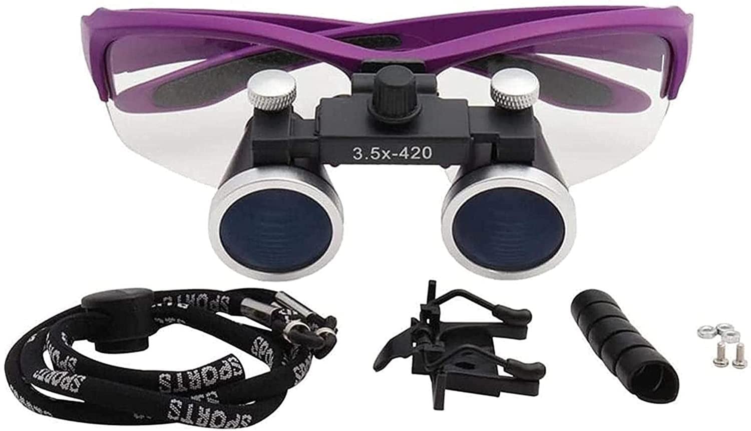 Cvhtroe 2.5X/3.5X420mm Dental Loupe Dental Lab Loupe Ingrandimento Binoculare Dentale Lente di Ingrandimento Chirurgia Lente di Ingrandimento Chirurgica (Color : 3.5x420mm Purple)
