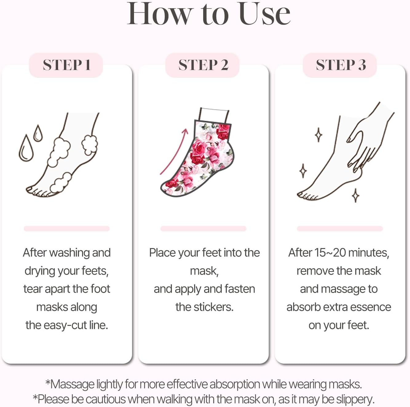 PETITFEE Rose Petal Satin Foot Mask (5pairs) - Intensive Nourishing Socks, Rose Scented Foot Repair Masks with Peptide, Collagen, Shea Butter, Urea for Silky Smooth Feet, Foot Treatment, Body Mask - Image 7