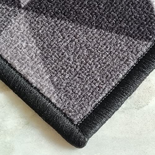 Image of Matz&More Anti Slip Multipurpose Floor Mat, 40x60cm, for Door, Entrance, Bathroom, Bedroom, Kitchen, Office, Geometric Grey Black