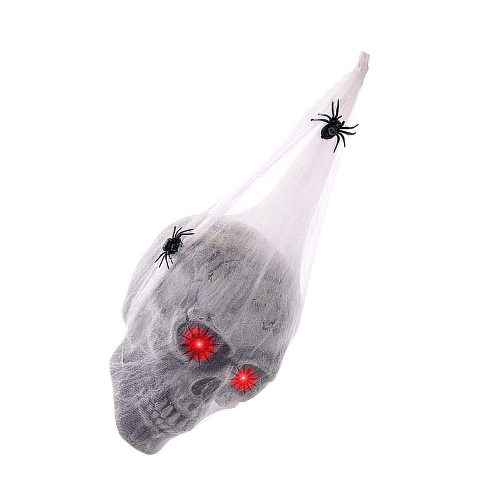 YROHGKPN Interactive Halloween Decoration Hauntingly Realistic Skull Ornament with Glowing Eye for Halloween Event Decors Ghostly Whispering Skull