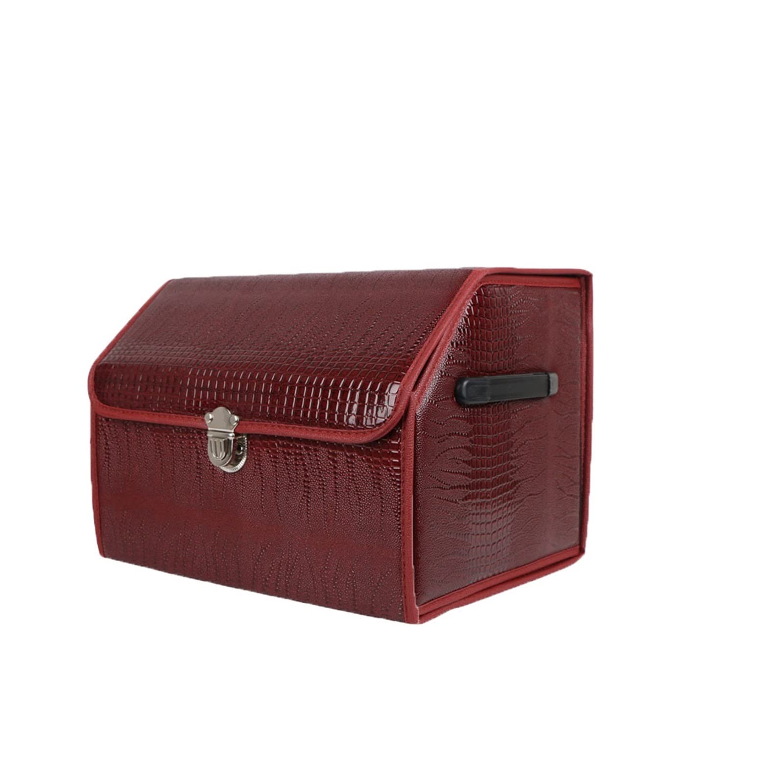 Duole Pudełko do przechowywania bagażnika pasuje do samochodu Luksusowy wzór krokodyla Organizator pojazdu składany Punik Skórzane stole Tidying Torba Auto Akcesoria (Color Name : Wine Red-Medium)