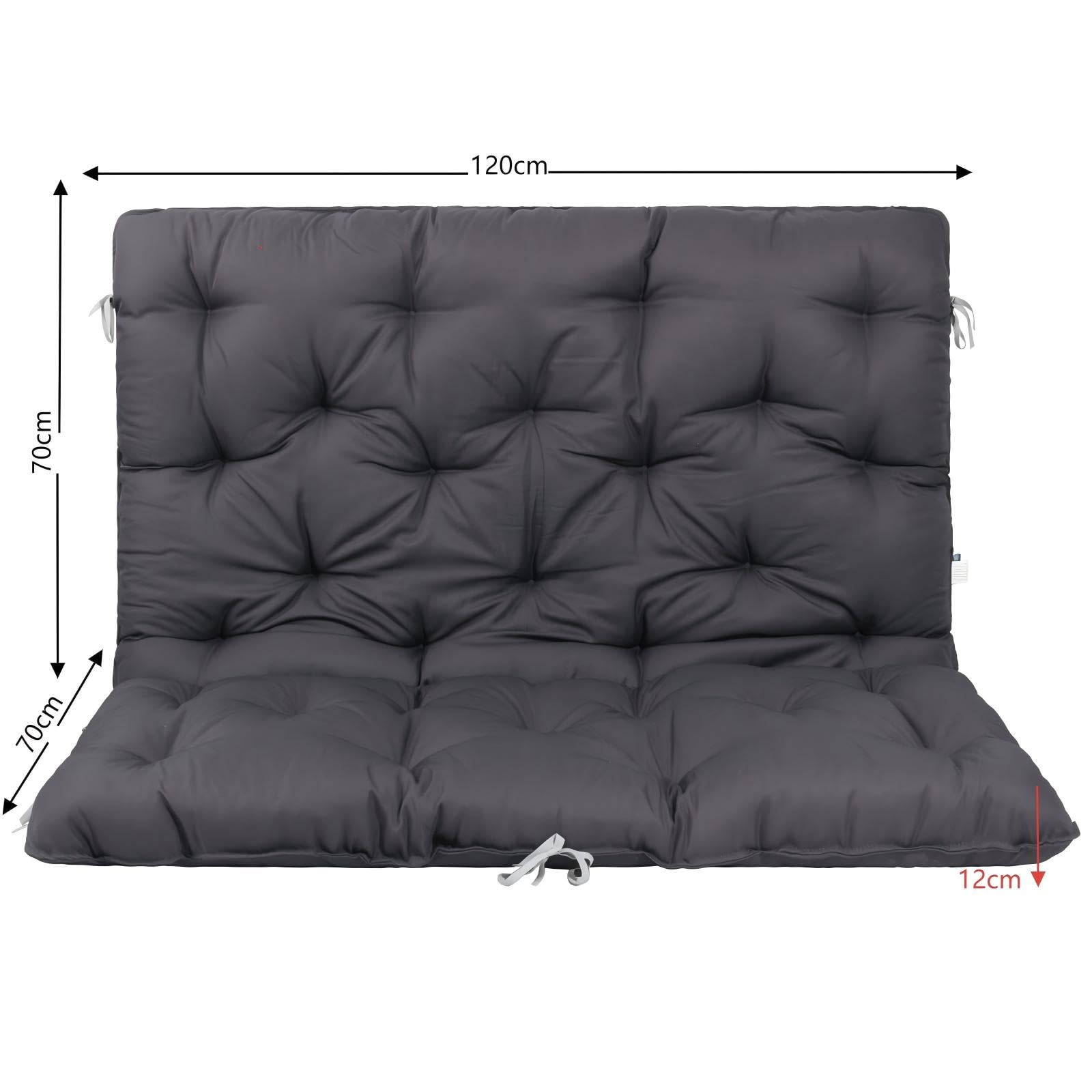 Homecall Palettenkissen Bankauflage mit Niedriger Rückenlehne 120 x 140 cm | Hollywoodschaukel, Europaletten Sitzkissen, Gartenbank, Beidseitige für Balkon & Garten & Paletten