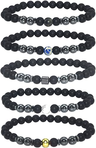 Tobilleras de obsidiana negra para mujer, tobilleras de drenaje linfático, tobilleras de terapia magnética para yoga, alivio de la ansiedad, cuentas