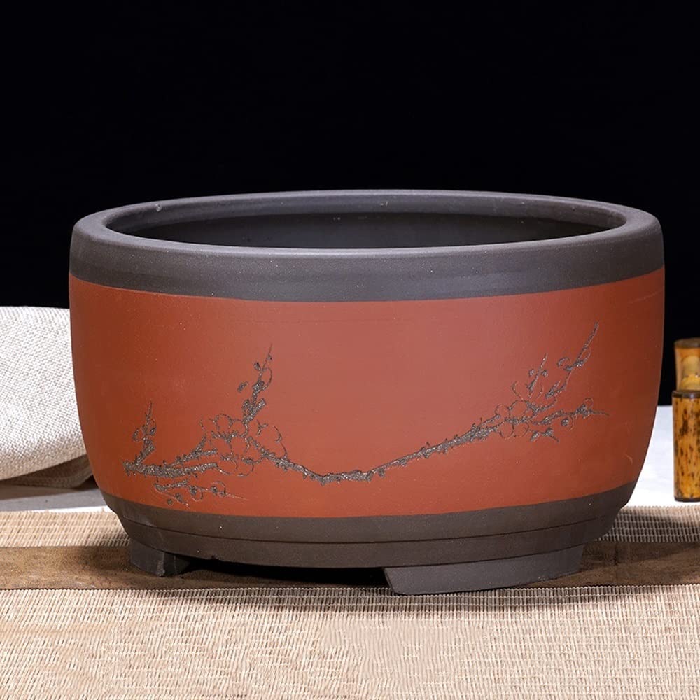 MNUvxzaewf Unglazed Round Ceramic Succulent Planter Pot Bonsai Pots For Indoor/Outdoor Plants Garden Decorative Cactus Flower Plant Container(17cm*21cm)