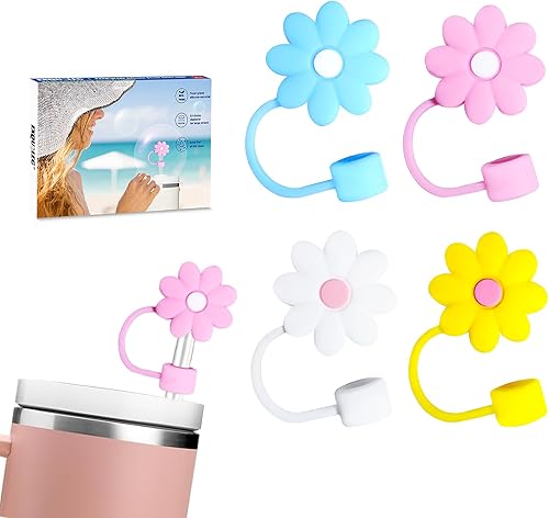 Tapas de popote para copa Stanley, 4 piezas de sorbetes de silicona compatibles con vasos Stanley de 30 y 40 onzas, tapas de punta de popote de