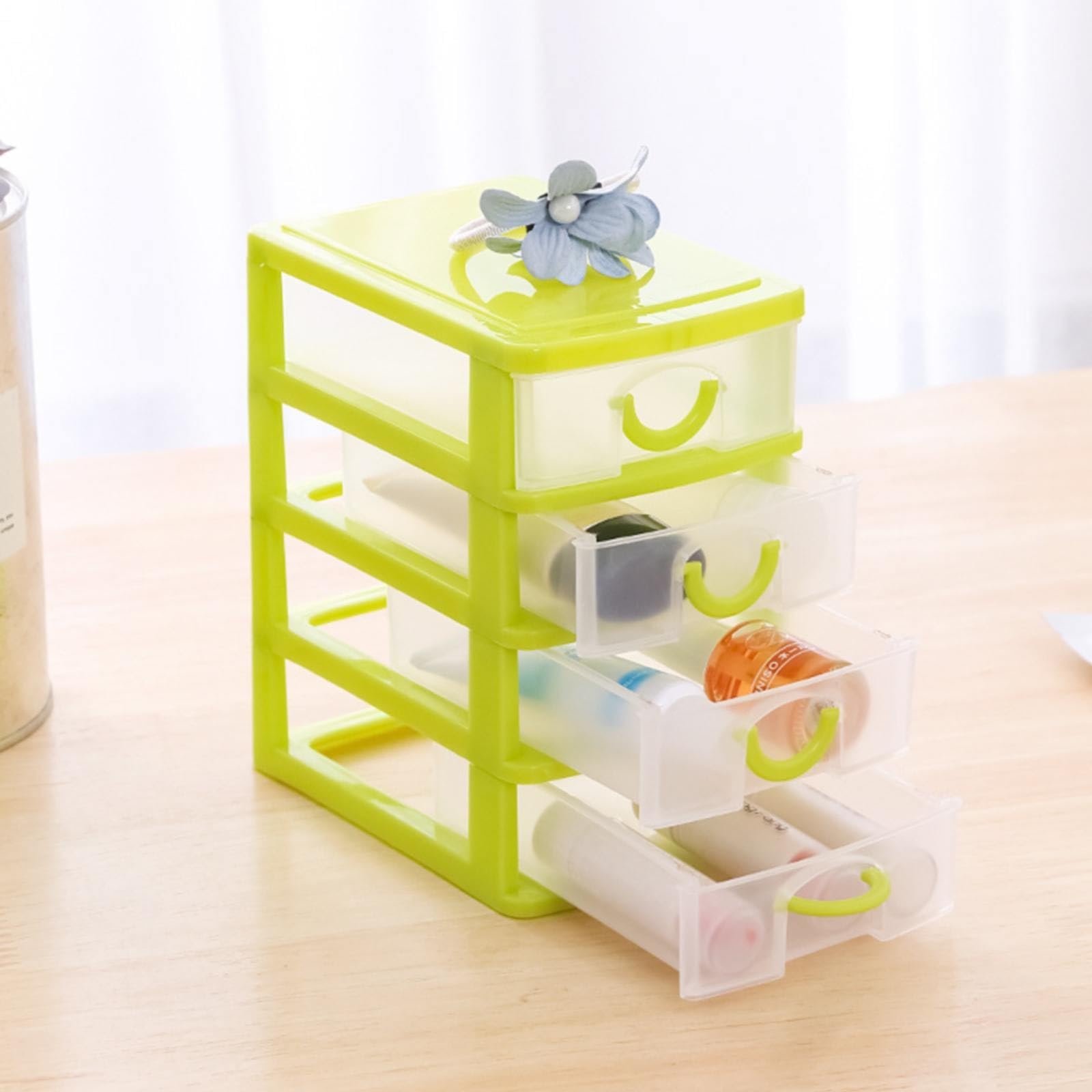 Scatola portaoggetti in plastica a 4 celle, in modo stabile, per tenere in ordine i cosmetici, per ufficio e cancelleria da scrivania, per riporre penne, per riporre oggetti da cucina (viola