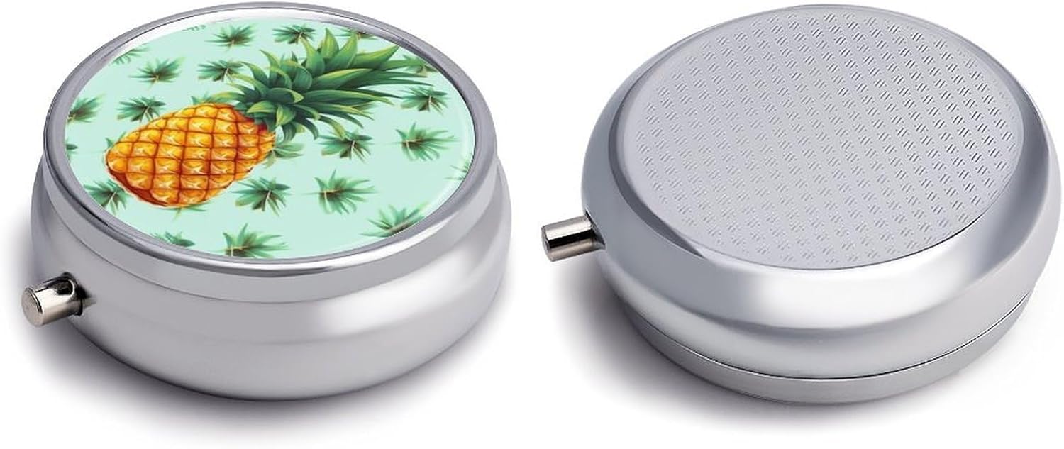 Tropical Fruit Pineapple Round Pill Box, Waterproof Medicine Organizer Box image 3