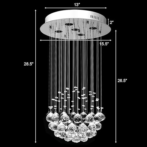 Miniatura 4 de Tangkula Moderno candelabro de cristal K9, lámpara de techo LED de montaje empotrado para sala de estar, comedor y dormitorio, 5 luces GU10