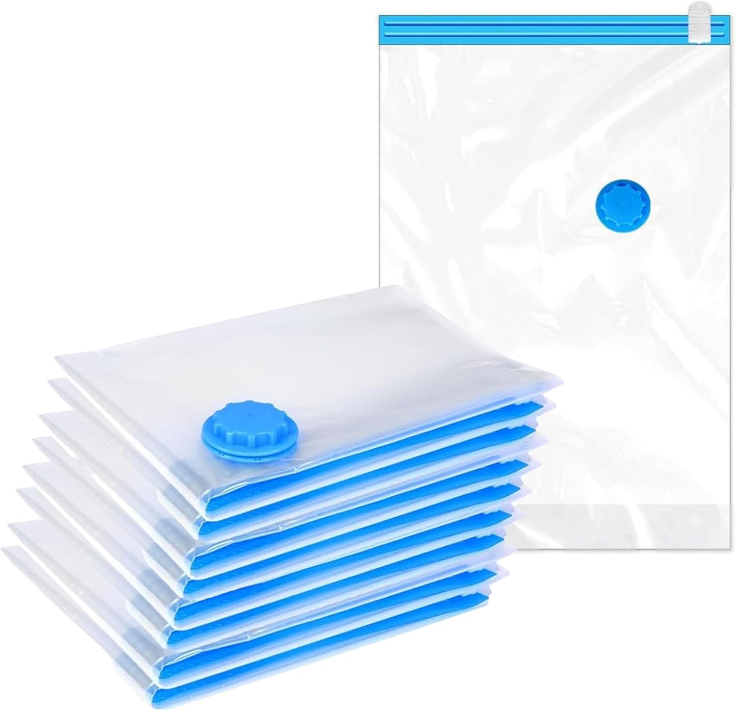Lizzy Clear Vacuum Storage bags | Compressed Storage Bags, Mould Moisture and Bug Proof, Double Zip High Sealing Air Leak Patent Valve (1, Jumbo 80 x 110 cm)