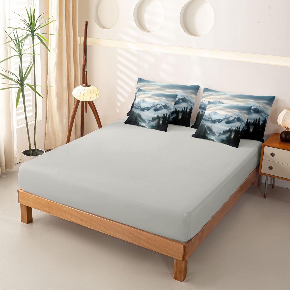 Homewish Set di biancheria da letto King Size Mountain 7 pezzi