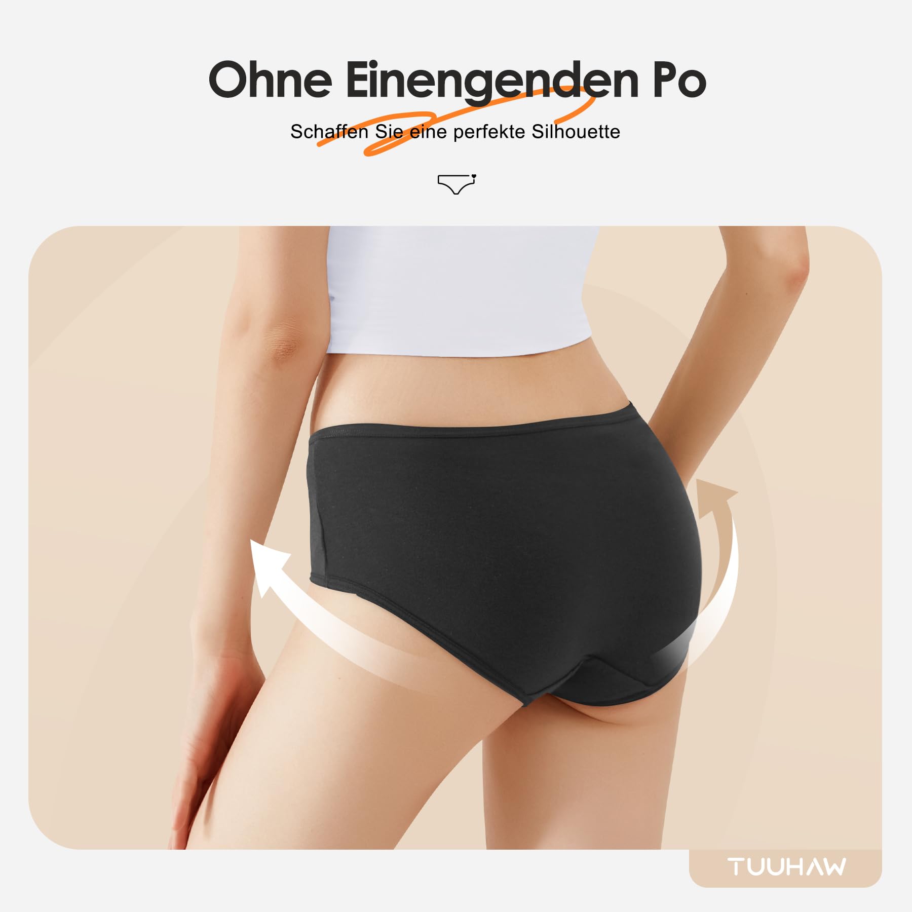 TUUHAW Mutande da Donna Midi Vita in Cotone Elasticizzato Pacco da 6
