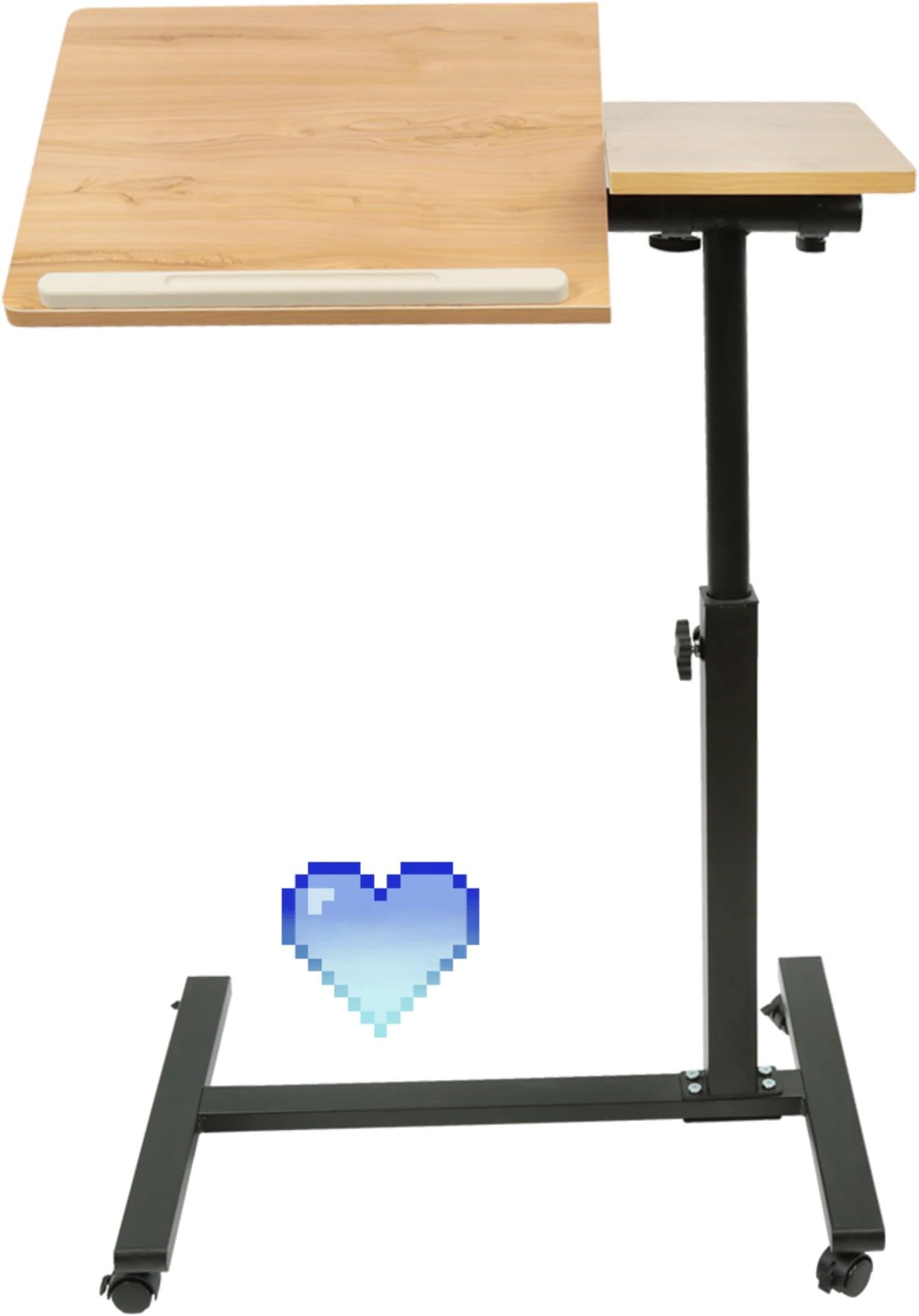 Adjustable Mobile Laptop Desk Roll-Up Computer Table with Locking Wheels, Portable Sofa Support Table, Adjustable Height 60x34.5x5890cm