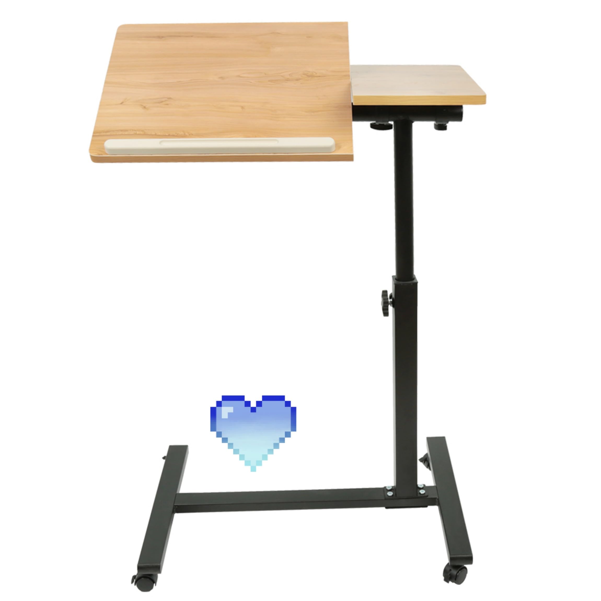 Table de Lit pour Ordinateur Portable à Roulettes - Bureau D'ordinateur Réglable et Pliable avec Rotation 360° - H x l x P: 60 *34.5 *58-90cm, Couleur Bois