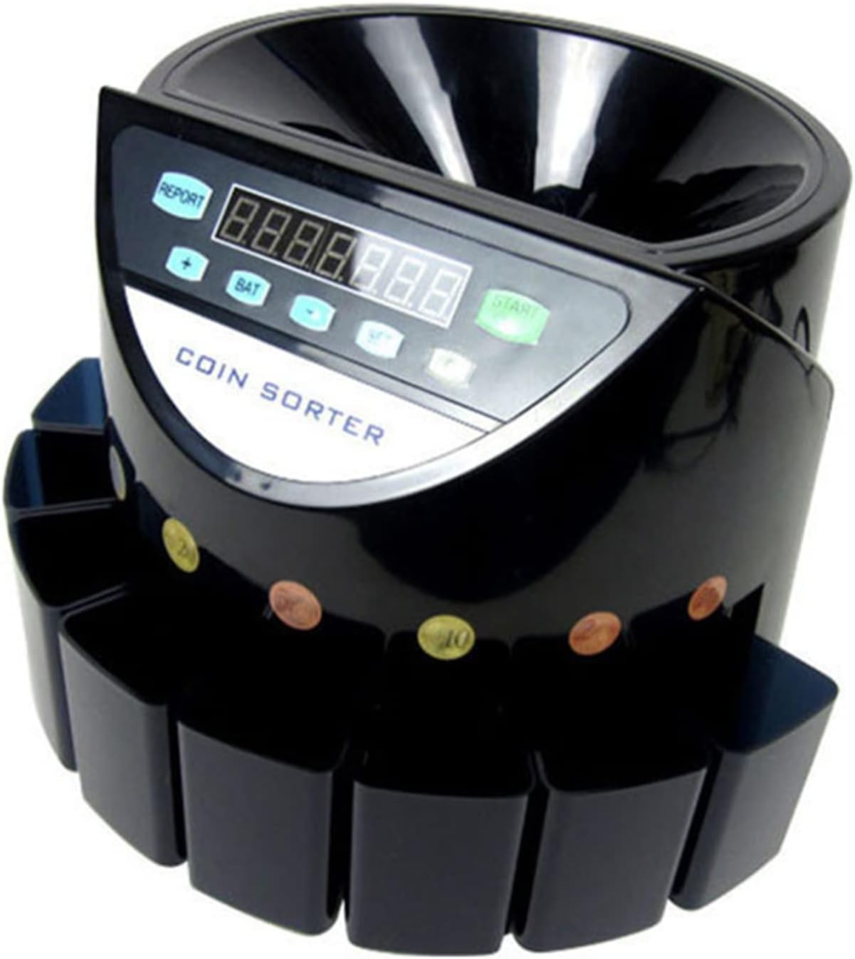 LAZRU Electric Automatic Coin Sorter, Change Counter Machine, with LED