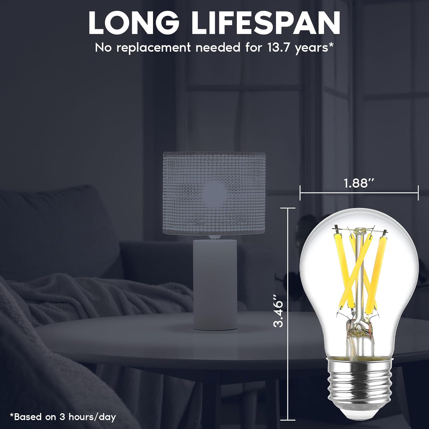 LUXRITE A15 Edison LED Bulb, 60W Equivalent, 8.5W, Dimmable, 4000K Cool White, Enclosed Fixture Rated, 750 Lumens, CRI 90, E26 Base, Clear Glass, Wet Rated, Title 20 Compliant, UL Listed (4 Pack)