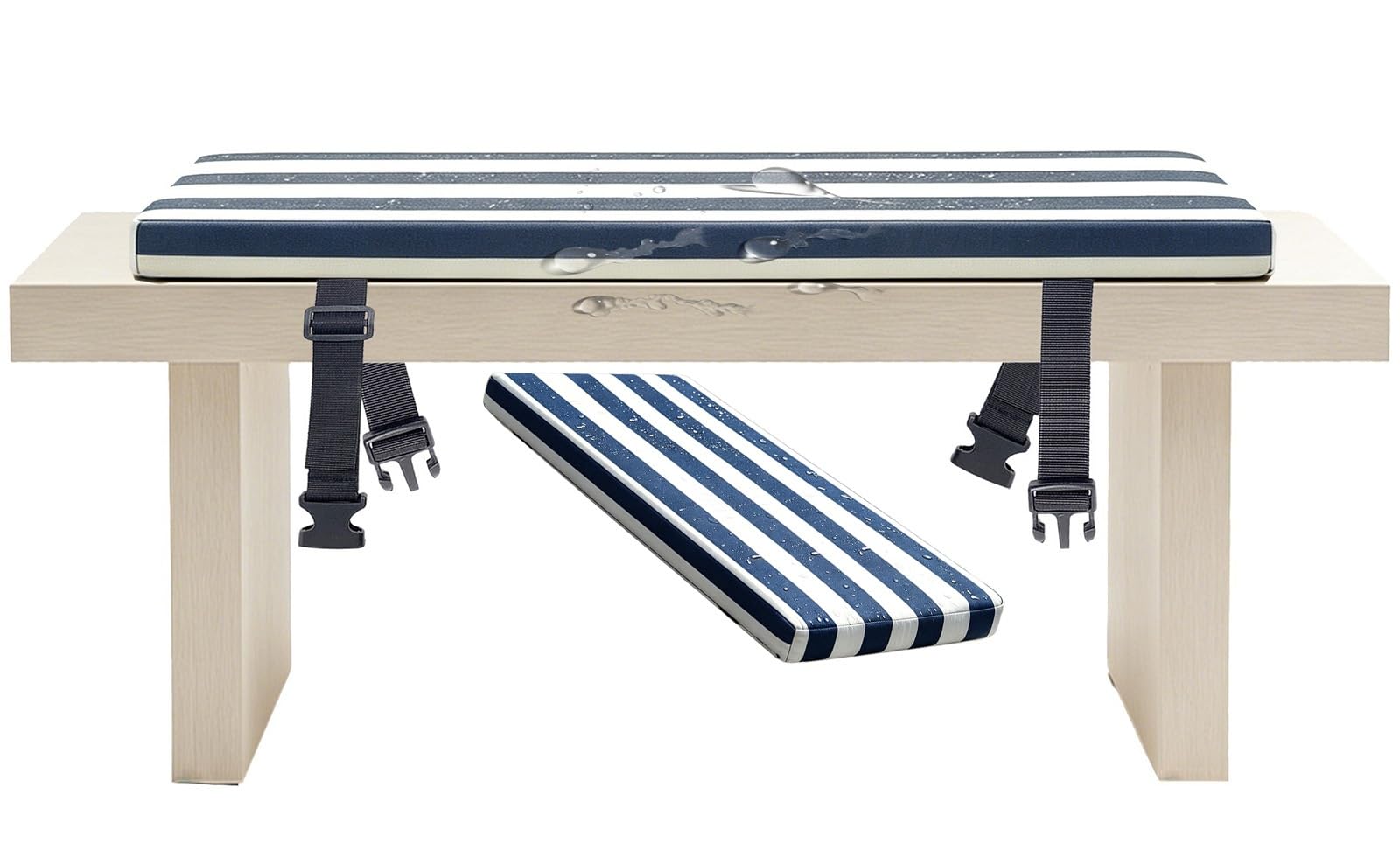 ILiemao Black and White Striped Patio Cushions for Outdoor Furniture, 80% Waterproof Wicker Chaise Lounge Chair Cushions, Bluk and White Outdoor Bench Cushion with Ties(Blue White,50x40 cm 20x16 in)