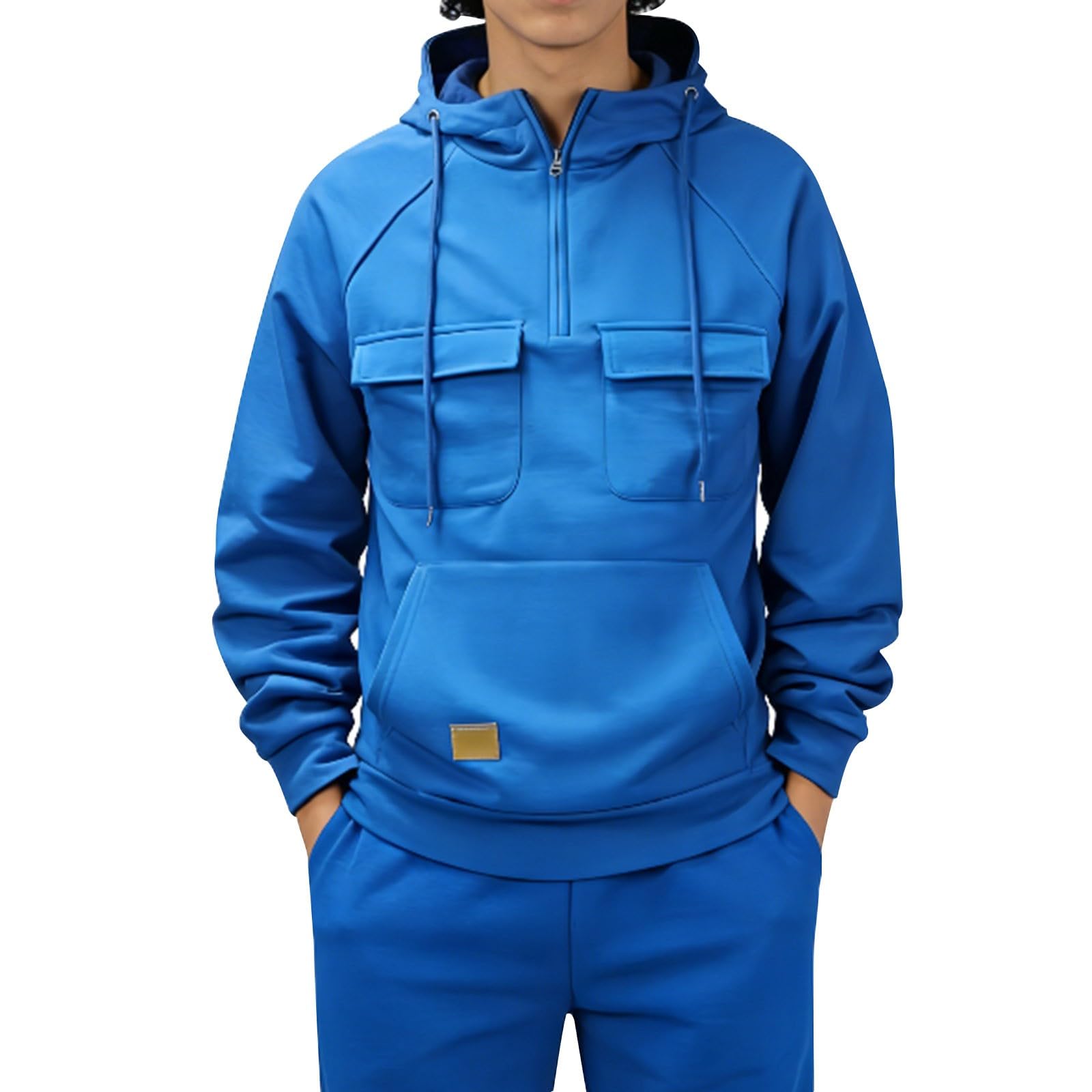 Conjunto informal unisex Vento con sudadera tipo cargo azul marino en talla XXXL 7