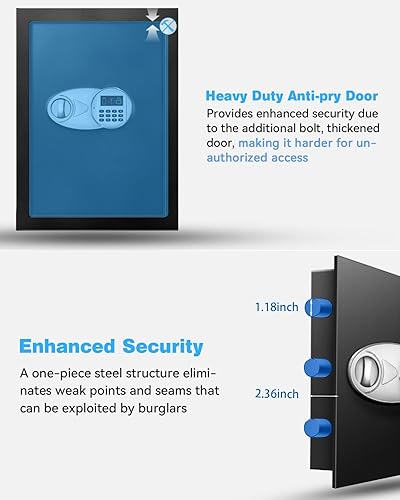 Miniatura 6 de TOTOY Caja fuerte grande de 3.5 pies cúbicos para documentos del hogar con caja de batería de emergencia, caja de seguridad ignífuga de acero con