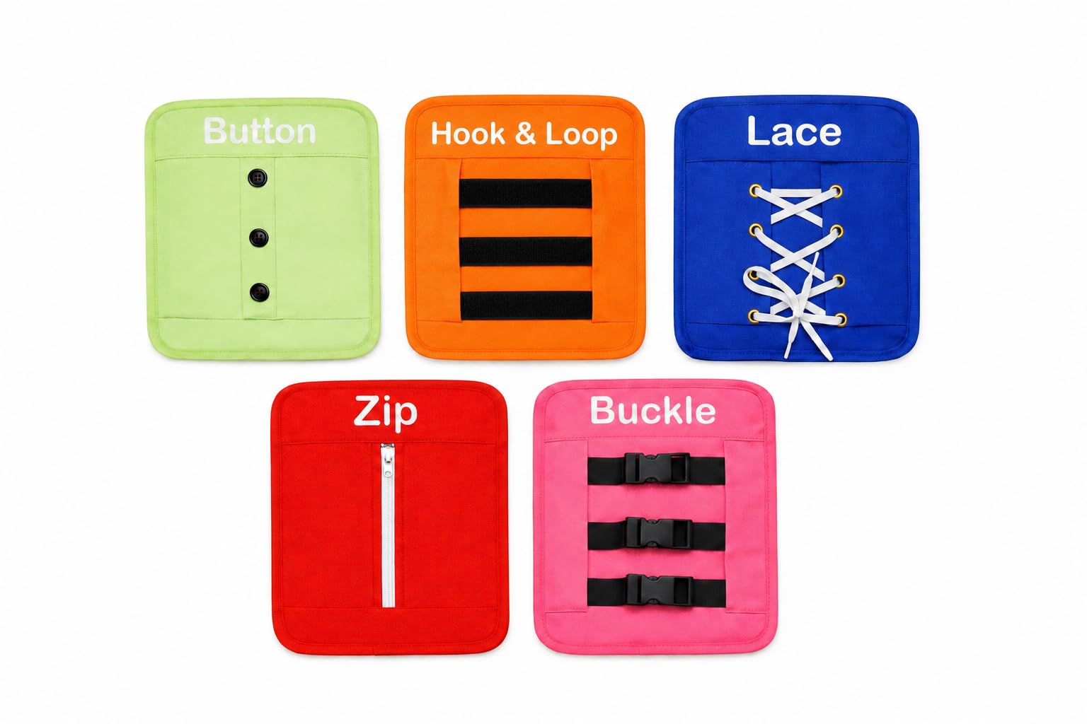 Kaikoo Montessori Learning Boards, Basic Life Skills Educational Toy for Toddlers 2 to 5 Years, Button, Buckle, Lace, Zip, Hook and Loop Practice Boards, Preschool Homeschool Kindergarten Sensory Toy-image-9